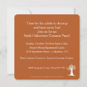 Oranje Scary Halloween Tree Party Invitation 2 Kaart (Achterkant)