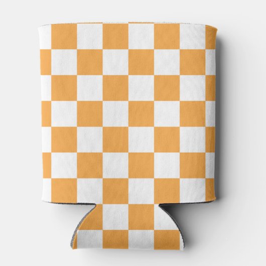 Oranje schaakbordpatroon blikjeskoeler (Achterkant)