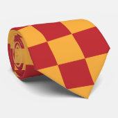 Oranje schaakbordpatroon stropdas (Opgerold)