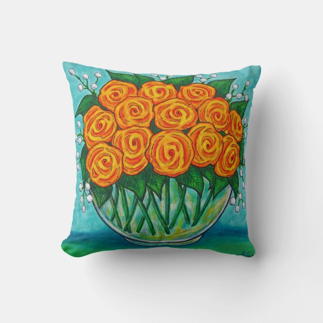 Oranje schaal Polyester Sierkussen 16 "x 16" (Voorkant)