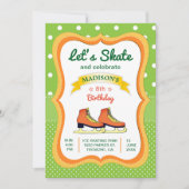 Oranje Schaats Ice Skating Birthday Party Invitati Kaart (Voorkant)