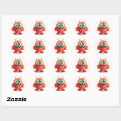 Oranje Schattig Fuzzy Monster Ronde Sticker (Vel)
