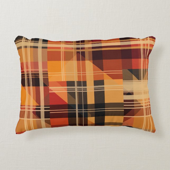 Oranje Schattige herfstcontrolepatroon Accent Kussen (Voorkant)