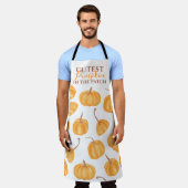 Oranje schattigste pompoenen patroon waterverf quo schort (Gedragen)