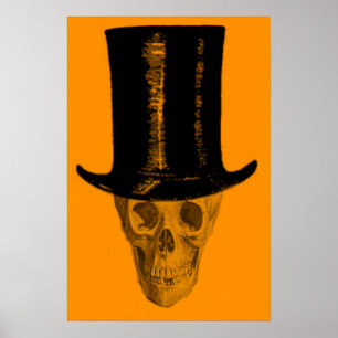 Oranje Schedel Hoed Hoedenband Poster