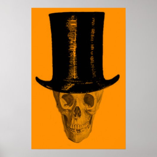 Oranje Schedel Hoed Hoedenband Poster (Voorkant)