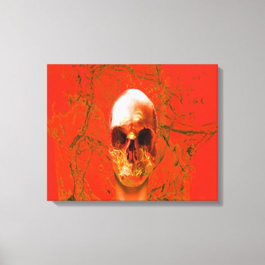 Oranje Schedel in Water Canvas Afdruk (Voorkant)
