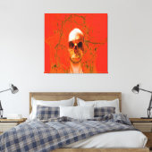Oranje schedel in water canvas afdruk (Insitu (Slaapkamer))