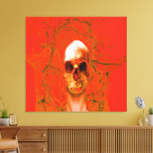 Oranje schedel in water canvas afdruk (Insitu (Woonkamer))