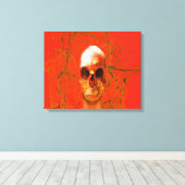 Oranje Schedel in Water Canvas Afdruk (Insitu (Houten vloer))