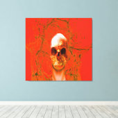 Oranje schedel in water canvas afdruk (Insitu (Houten vloer))