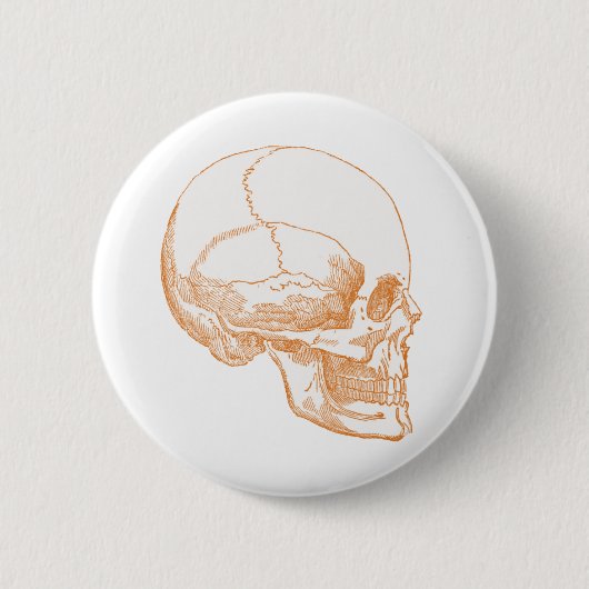 oranje schedel ronde button 5,7 cm (Voorkant)