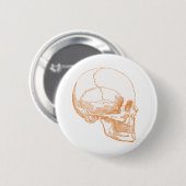 oranje schedel ronde button 5,7 cm (Voorkant /achterkant)