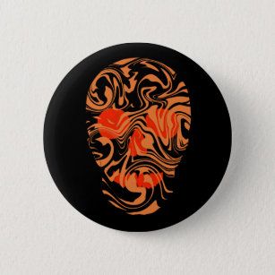 Oranje schedel ronde button 5,7 cm