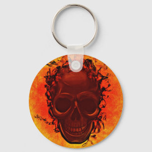 Oranje schedel sleutelhanger