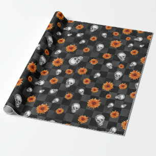 Oranje Schedels en Zonnebloem Serie Design 11 Cadeaupapier