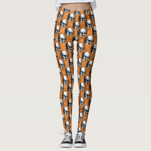 Oranje Schedels en Zonnebloem Serie Design 6 Leggings
