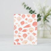Oranje schelpen | strandoceaan briefkaart (Staand voorkant)