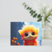 Oranje schepsel feestdagenkaart (Staand voorkant)