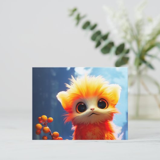 Oranje schepsel feestdagenkaart (Staand voorkant)