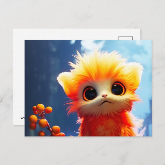 Oranje schepsel feestdagenkaart (Voorkant / Achterkant)