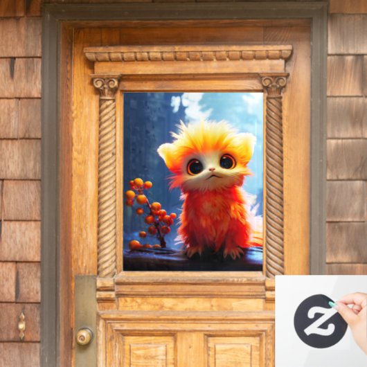 Oranje schepsel raamsticker (Huis Deur)