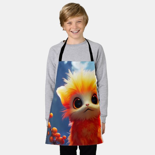 Oranje schepsel schort (Gedragen)