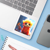 Oranje schepsel sticker (Laptop met iPhone)