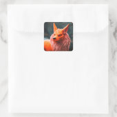 Oranje schepsel vierkante sticker (Tas)