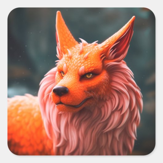 Oranje schepsel vierkante sticker (Voorkant)