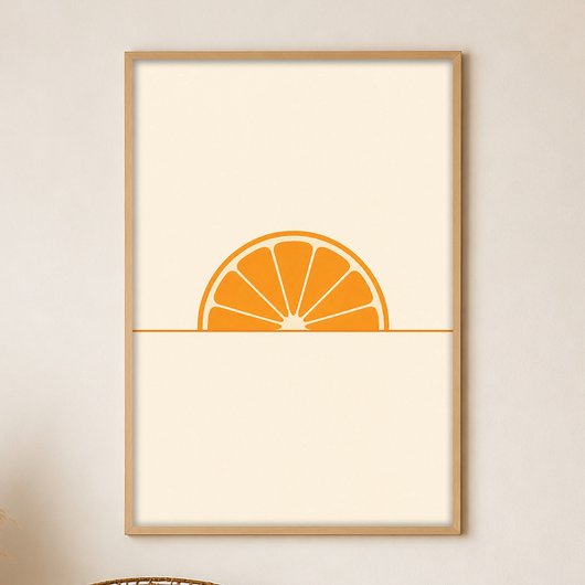 Oranje Schijf Zon Gouache Boho Kunst Poster