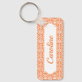 Oranje schil met wit haakpatroon sleutelhanger (Voorkant)