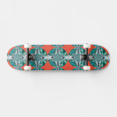 Oranje schildpad voor Turquoise Pattern Persoonlijk Skateboard (Horizontaal)