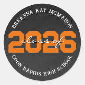 Oranje schoolbord afstudeer stickers (Voorkant)