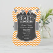 Oranje schoolbord Chevron Baby shower Uitnodigen Kaart (Staand voorkant)