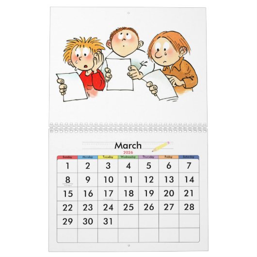 Oranje Schooljaar Kalender Voor Kinderen (Mar 2026)