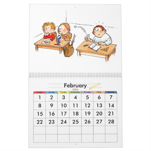 Oranje Schooljaar Kalender Voor Kinderen (Feb 2026)