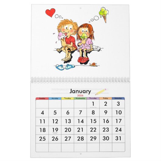 Oranje Schooljaar Kalender Voor Kinderen (Jan 2026)