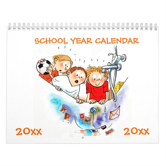 Oranje Schooljaar Kalender Voor Kinderen (Hoes)