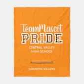 Oranje schoolpride Mascot Name Fleece Blanket (Voorkant)