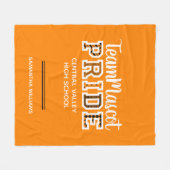 Oranje schoolpride Mascot Name Fleece Blanket (Voorkant (Horizontaal))
