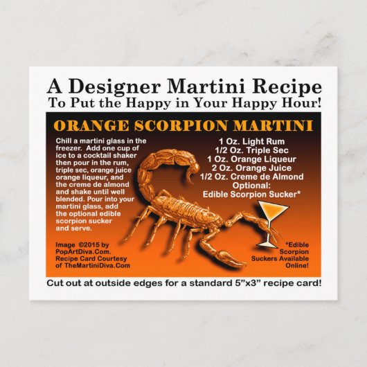 Oranje Schorpioen Halloween Martini Recept Briefka Briefkaart (Voorkant)