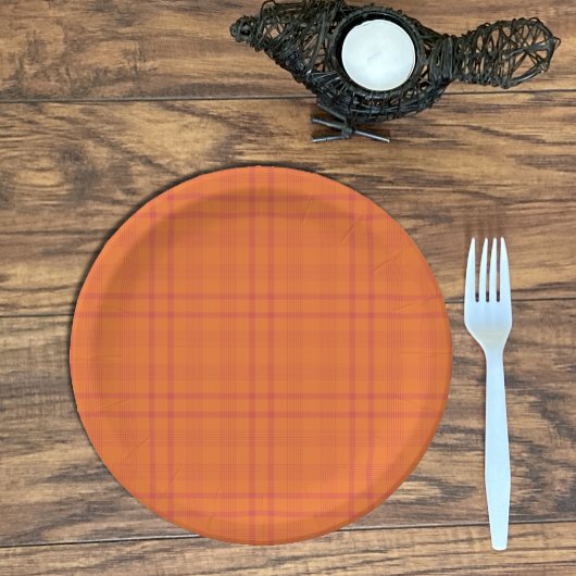 Oranje Schotse ruit Papier bord