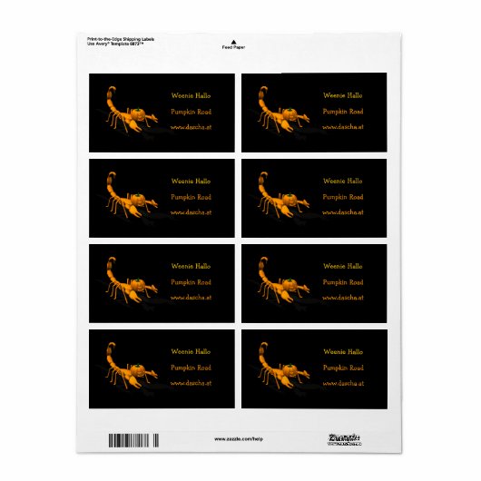 Oranje Scorpion Etiket (Full Sheet)