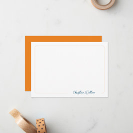 Oranje Script Calligrafie Klassieke Afgeronde Rand Notitiekaartje