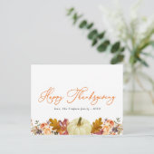 oranje script happy thanksgiving feestdagenkaart (Staand voorkant)