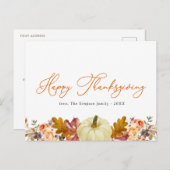 oranje script happy thanksgiving feestdagenkaart (Voorkant / Achterkant)