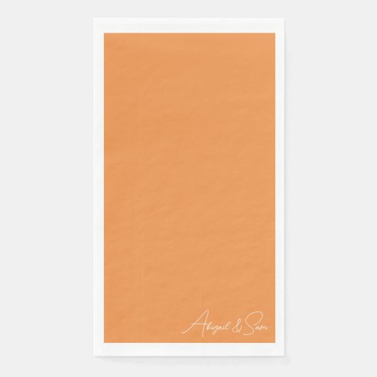 Oranje Script Namen Bruiloft Servet (Voorkant)