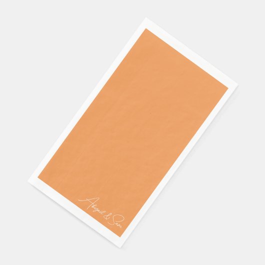 Oranje Script Namen Bruiloft Servet (Hoek)