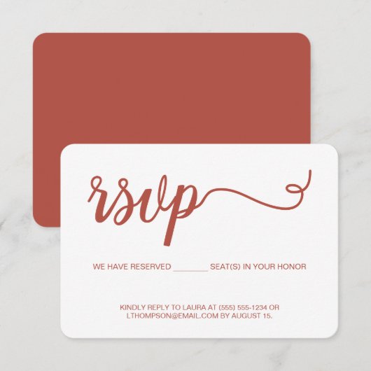 Oranje Script RSVP zonder gereserveerde stoel te m (Voorkant / Achterkant)